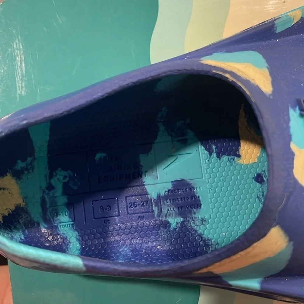 Speedo kids swim fins marble blue small 9-10